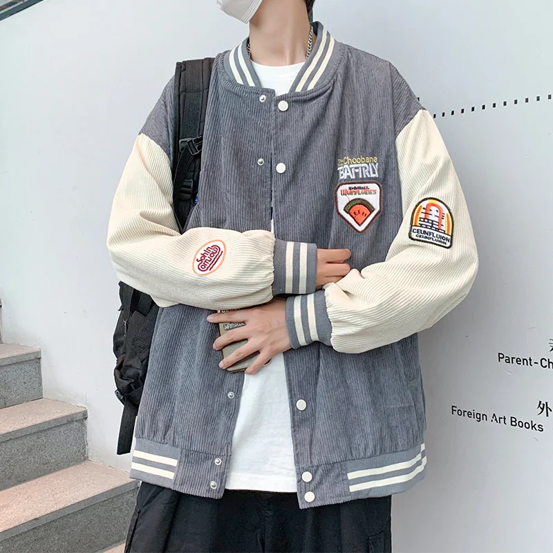 

High quality Autumn/Winter 2023 Corduroy Baseball Jersey Men's Embroidery ins Korean Loose Fashion Couple Coat