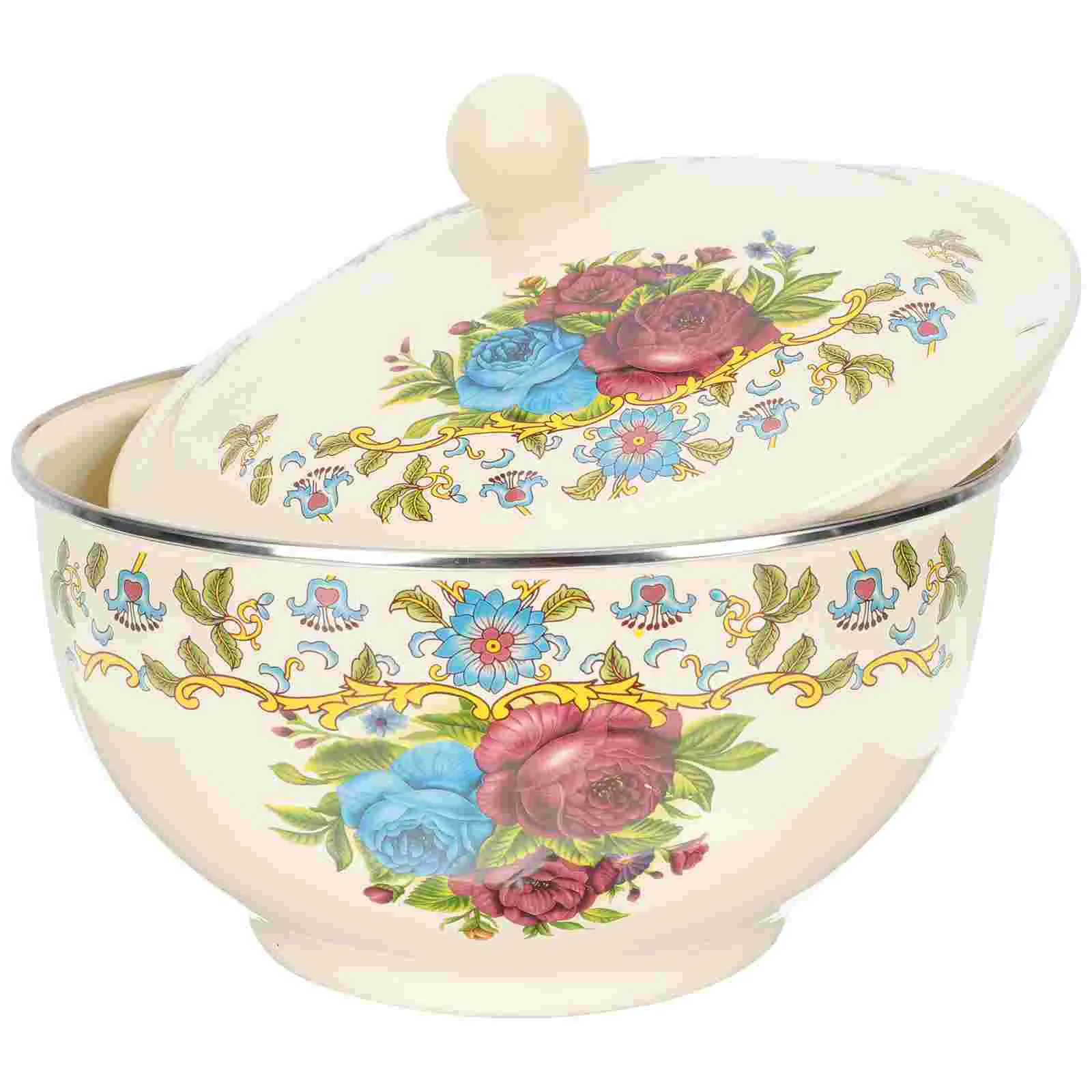 

Bowl Enamel Bowls Tray Basin Enamelware Fruit Noodle Yuanbao Serving Soup Vintage Mixing Salad Chineseinstant Pot Snack Prep