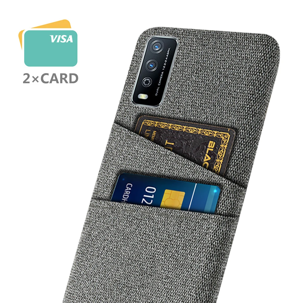 

For Vivo Y12s Y11s Y12a Case V2026 V2028 Luxury Fabric Dual Card Phone Cover For Vivo Y 12 s Y12s 2021 Fundas Coque VivoY12S