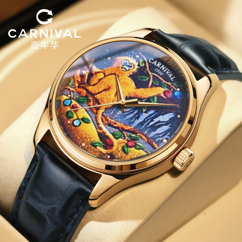 

CARNIVAL Brand Fashion Zodiac Monkey Mechanical Watch for Men Waterproof Sapphire Luxury MIYOTA Movement Automatic Watches Mens