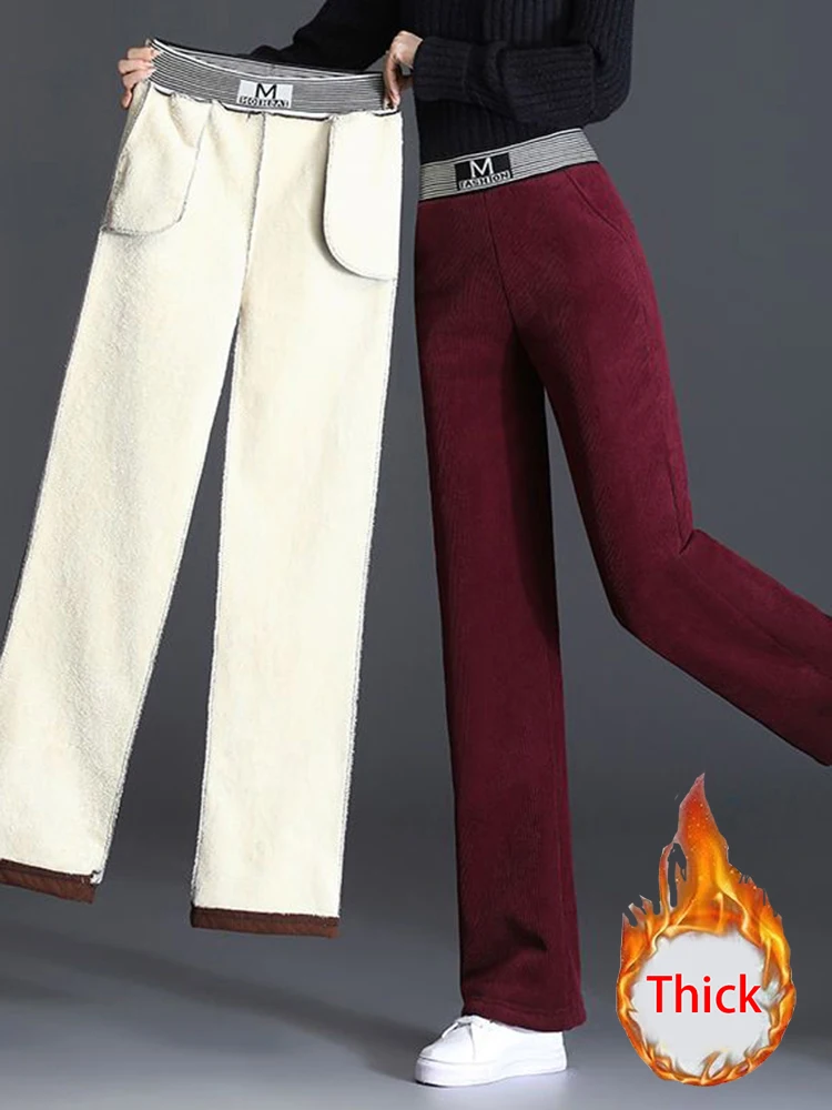 Zoki зимние винтажные женские плотные вельветовые брюки Свободные корейские буквы