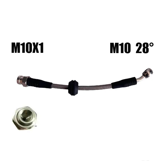 

Автомобильный мотоцикл, гидравлический тормозной шланг, усиленная автомобильная плетеная тормозная муфта из нержавеющей стали, труба M10 28 ° 90 ° Мужской М10х1