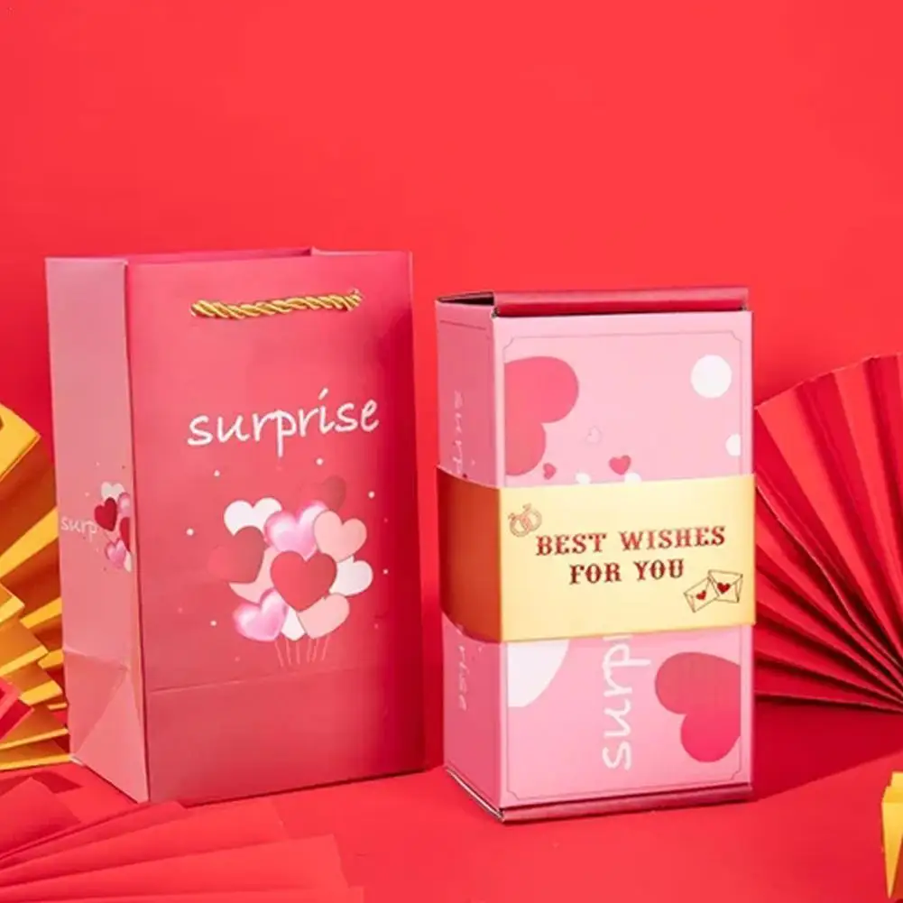 

Подарочная коробка Bounce Surprise создание самых удивительных подарков творчество складной похлопывающий красный конверт взрывающаяся Подарочная коробка на день рождения
