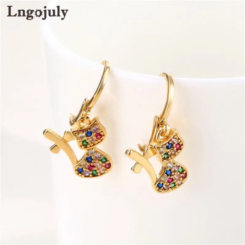

Wholesale Fashion Jewelry Copper Women Earring 18K Gold Plated Cat Earrings For Women Girl Anniversary Party Jewelry Gift CE006