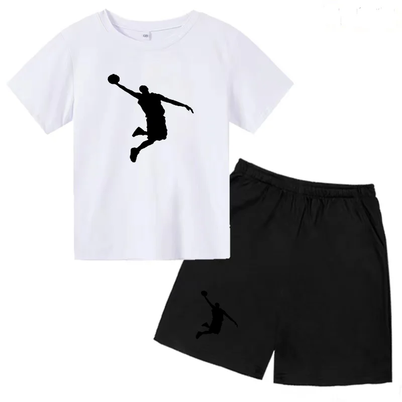 New T-shirt Children's Suit Hot Sale Boys Baby Girls Summer Cotton Sports Competition Clothing Brand Sunshine Top Pants 2 Sets