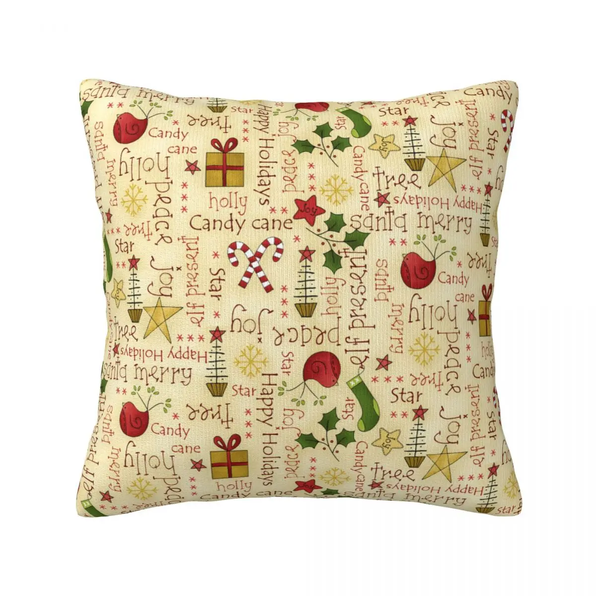 

Christmas Holly Candy Cane Throw Pillow Cover Decorative Pillow Covers Home Pillows Shells Cushion Cover Zippered Pillowcase