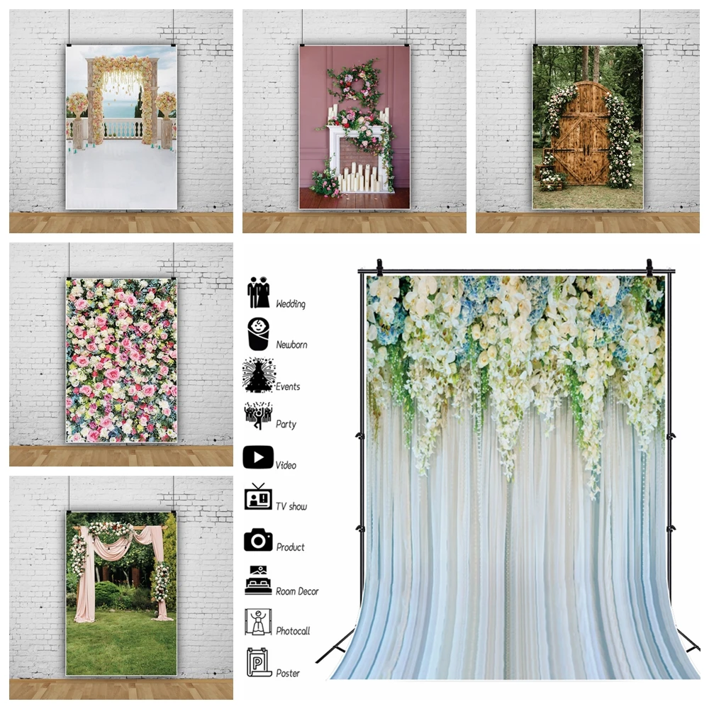 

Wedding Flower Curtain Backdrop Blossom Floral Wall Party Decoration Bridal Marriage Ceremony Photography Backgrounds Studio