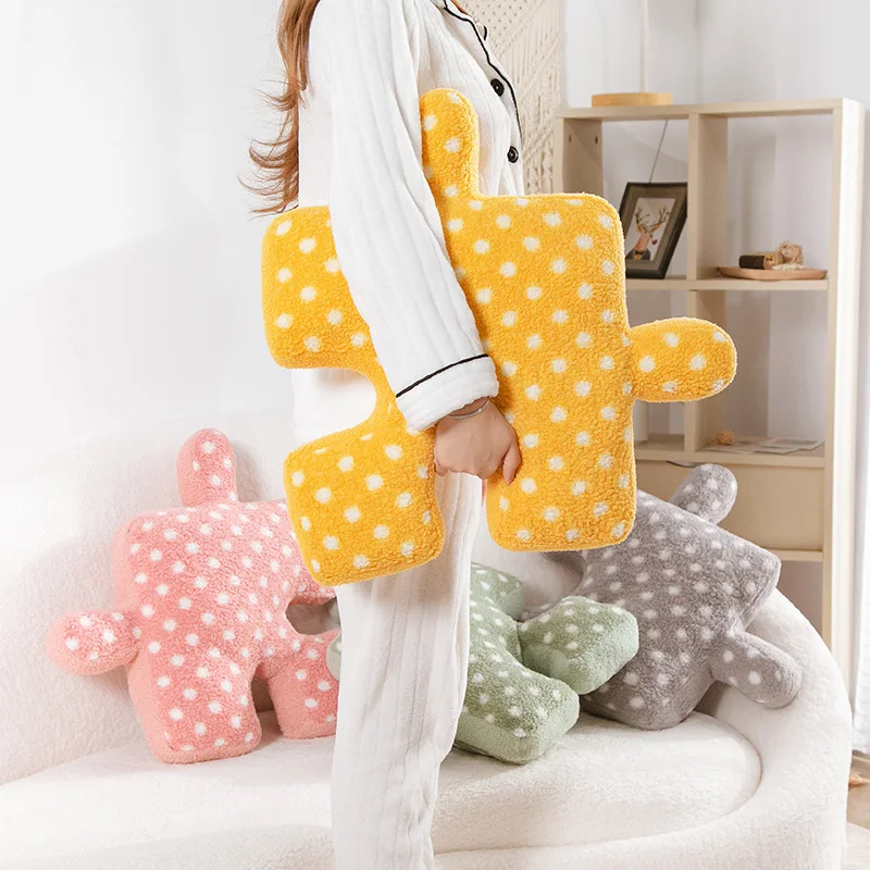 

Puzzle Cushion Soft Smooth Short Plush Thicken Chair Cushion Girls' Cute Seat Cushion Living Room Tatami Cushion