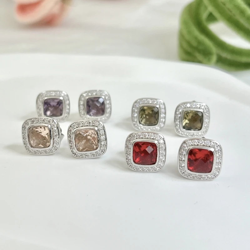 

May DY Cable Classics Earrings in Sterling Silver with Amethyst and Pave Diamonds at Ahee Jewelers