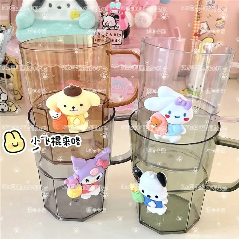 

Sanrio large transparent Kulomi cinnamon dog Pacha dog student home couple cute Pompom Purin mouthwash cup wash handle cup