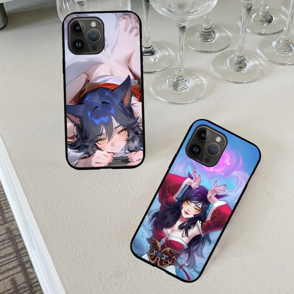 Чехол для телефона L-League of LeagueES Ahri iPhone 16 16e 15 14 13 12 11 XS XR Plus Mini Pro Max мягкий черный