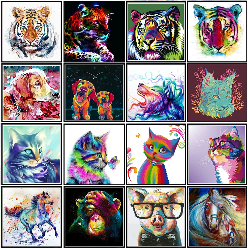 

5D цветные животные Кот/тигр/Фотообои вышивка крестиком DIY Живопись Мозаика стразы украшение для дома подарок