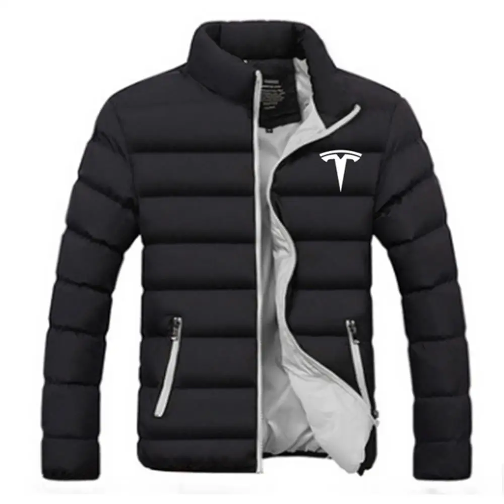 Men's Autumn and Winter  New Cotton Jacket Fashion Trend Short Standing Collar Zipper Windproof Warm Cotton Jacket