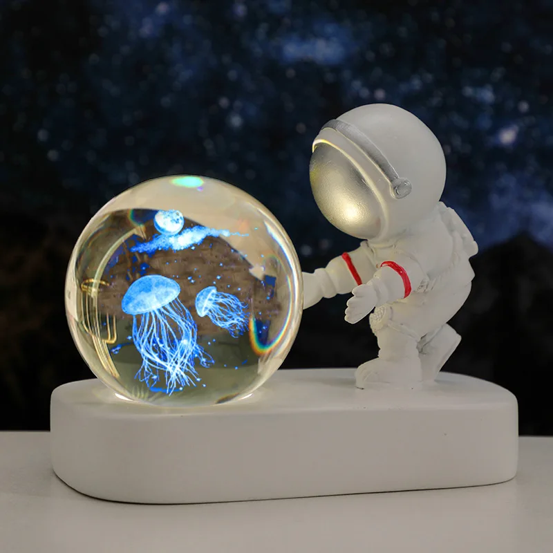 

Crystal Ball Night Lights Glowing Planet Jellyfish Astronaut Moon Table Lamp USB Atmosphere Lamp Tabletop Decorations Kid Gifts