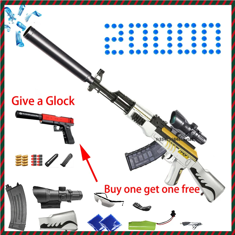 

New Ak47 Gel Blaster Toy Gun Electric Blast Gel Water Bomb Gun Outdoor Activities Game Shooting Gel Bullet Gun Gift Glock 1 Pcs