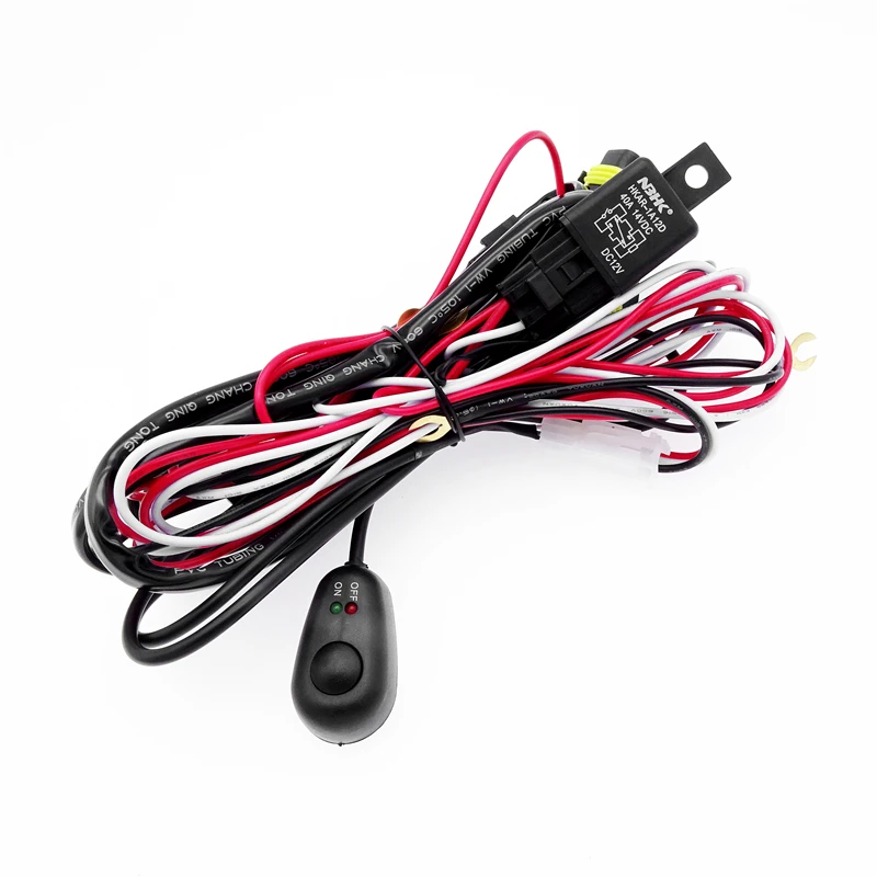 

1 Set 12V H11 H8 H9 Car LED Headlight Fog Lamp Wiring Harness Socket Remote Control with Switch DRL Car Lights Connector Cable