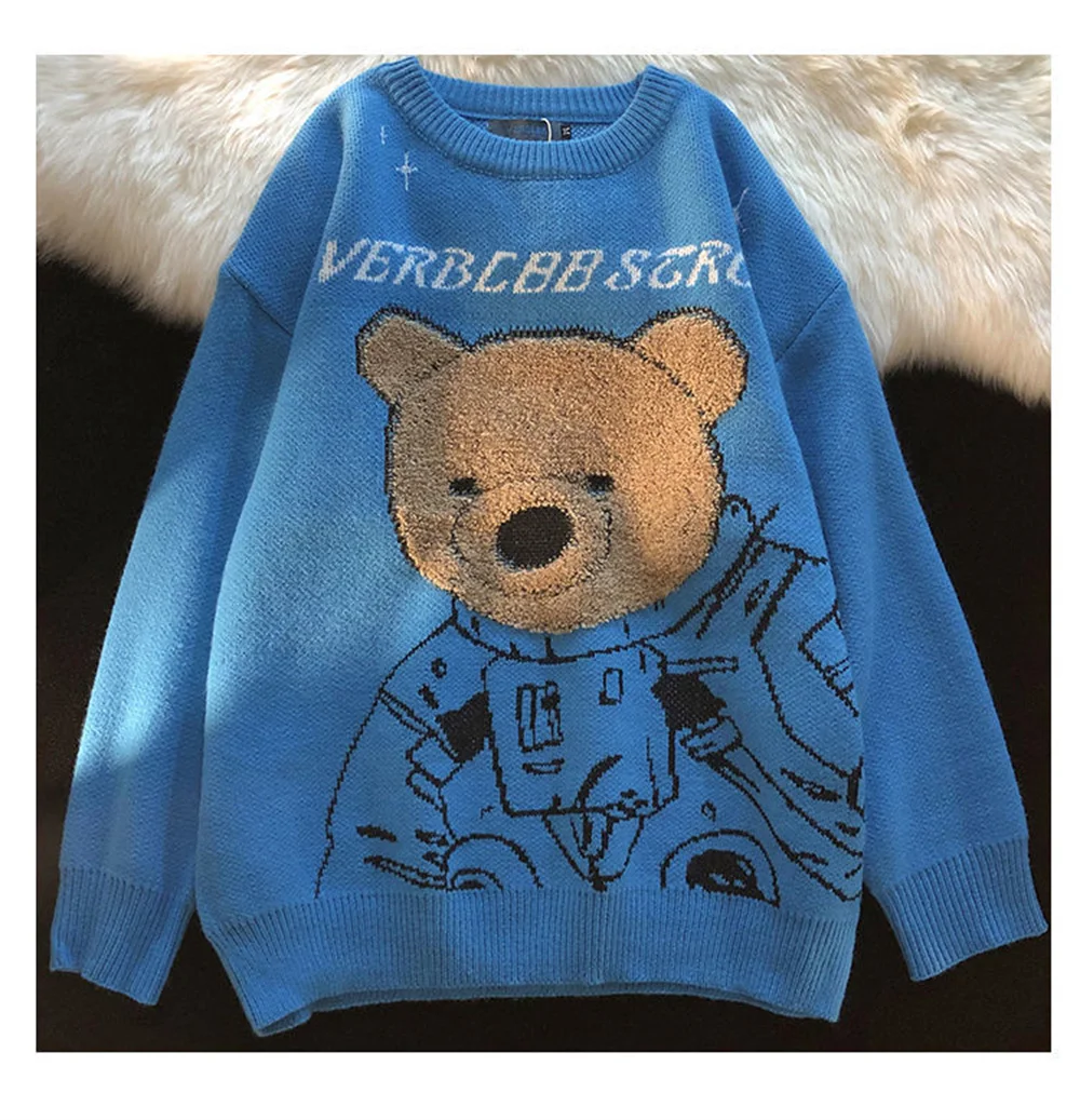 

Осенняя свободная толстовка с милым медведем, милый белый Свободный Повседневный свитшот с животными, простые толстовки с мультяшным принт...