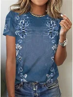 2022 Women's Summer T-Shirt Hummingbird Flower And Bird Pastoral Style  Short Sleeve Tee Digital Printing Animal Graphic T Shirt 4