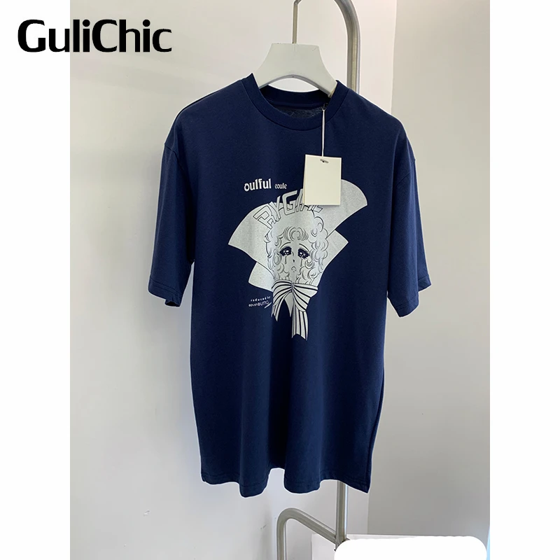 

3.4 GuliChic Comfortable Tee Women Cartoon Print Letter Short Sleeve T-Shirt