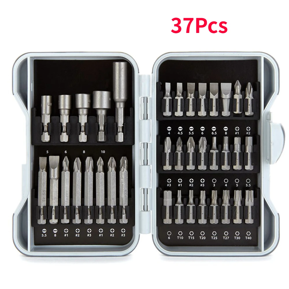 Krachtige 34/37Pcs Screwdriver Bit Screwdriver Bit Socket Set Hand Tools