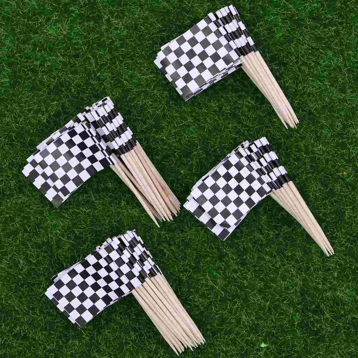 

Flag Flags Toothpicks Checkered Picks Toppers Race Toothpick Cupcake Racing Party Car Appetizer Supplies Fruit Cocktail Wood