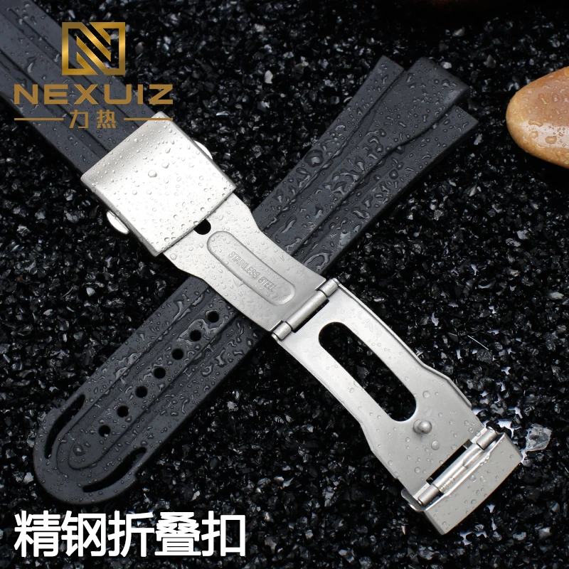 High Quality rubber Waterproof watchband for Oris watch band silicone band stainless steel folding clasp 24mm*12mm