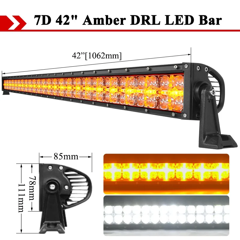 

Светодиодная рабочая фара 7D Straight LED, янтарная, с функцией DRL, для внедорожников, 4x4, на крышу, для точечного освещения, для автомобилей, грузовиков, квадроциклов, бамперов