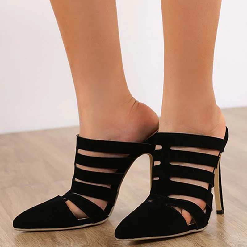 

Summers 2022 Female Casual Outdoor Thin High Heels Pointed Toe Ladies Sandals Slippers Slides Flip Flops Pumps Shoes Women Mules