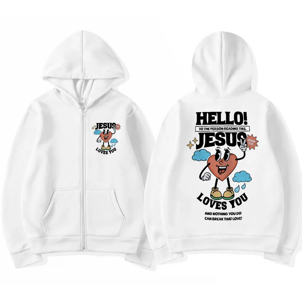 Толстовка с капюшоном на молнии изображением Иисуса из Библии