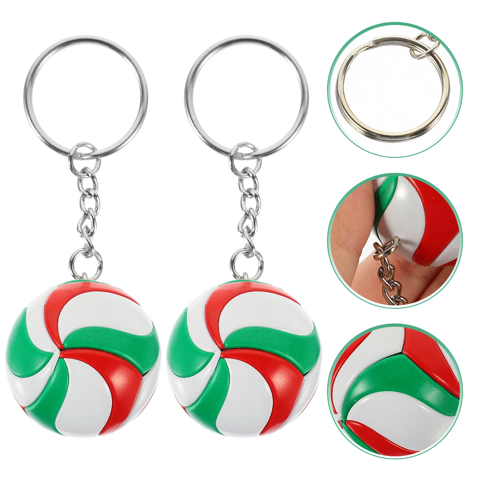 

2 Pcs Volleyball Model Toy Bag Accessory Compact Pendant Keychains Car Keys Exquisite Hanging Rings Children