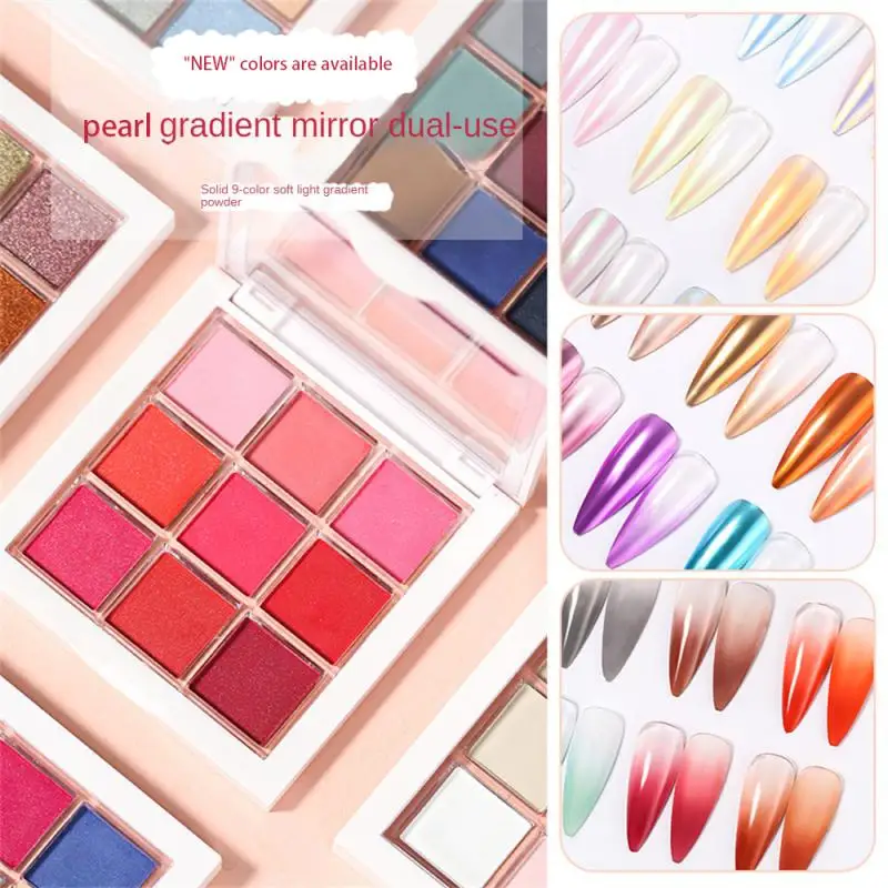 

9 in1 Plate Solid Nail Dust Art Enhancement Soft Light Gradient Powder For Manicure DIY Pigment Glitter