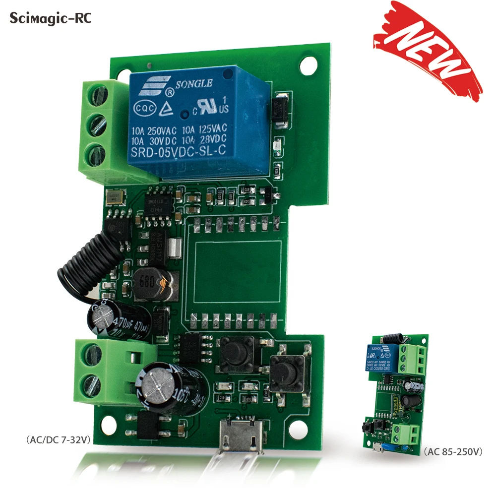 Универсальный гаражный Приемник 433 МГц для HCS301, HCS300, HCS200, дистанционное управление, 1 канал переменного тока/фотосессия, 4 канала, релейный переключатель модуля