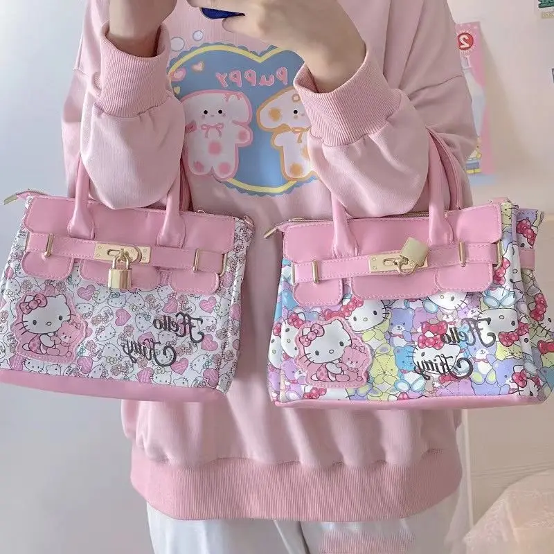 

Original Sanrio Hello Kitty Handbags Kawaii Kitty Cat Cartoon Women Tote Female Shoulder Messenger Bag Y2K Handbag Girls Gift