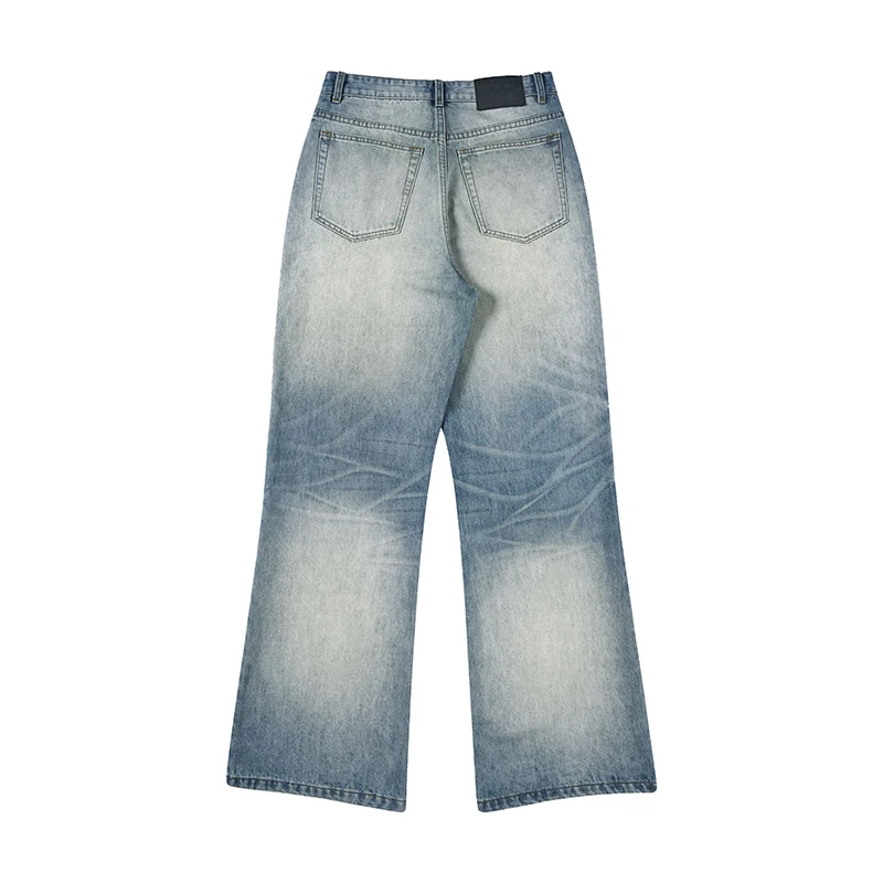 KSTUN 2025 Мужские расклешенные джинсы удобные джинсовые брюки светло-голубые