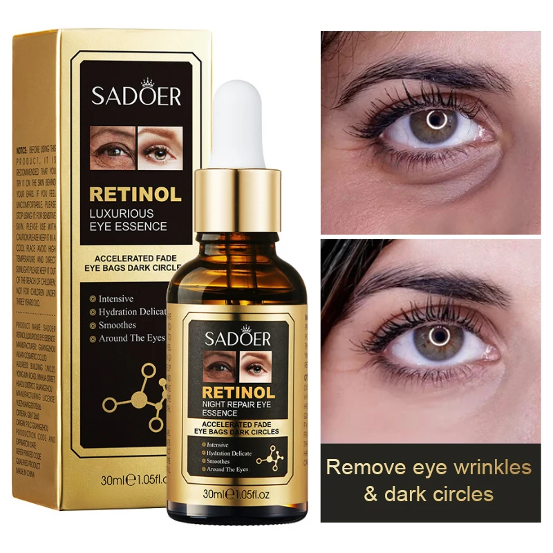 

Retinol Eye Serum Wrinkle Remover Anti Aging Essence Remove Dark Circles Eye Bags Firming Hydrating Fade Fine Lines Eye Care