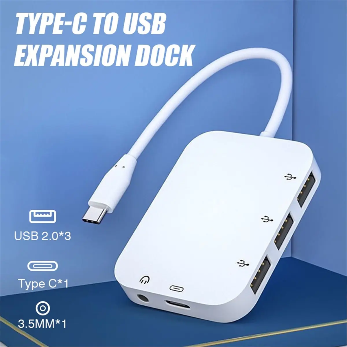 Фото Адаптер-хаб A93P Type-C с 3xUSB/разъемом 3.5 мм для аудио и портом зарядки PD для ноутбуков PixelBook. №2