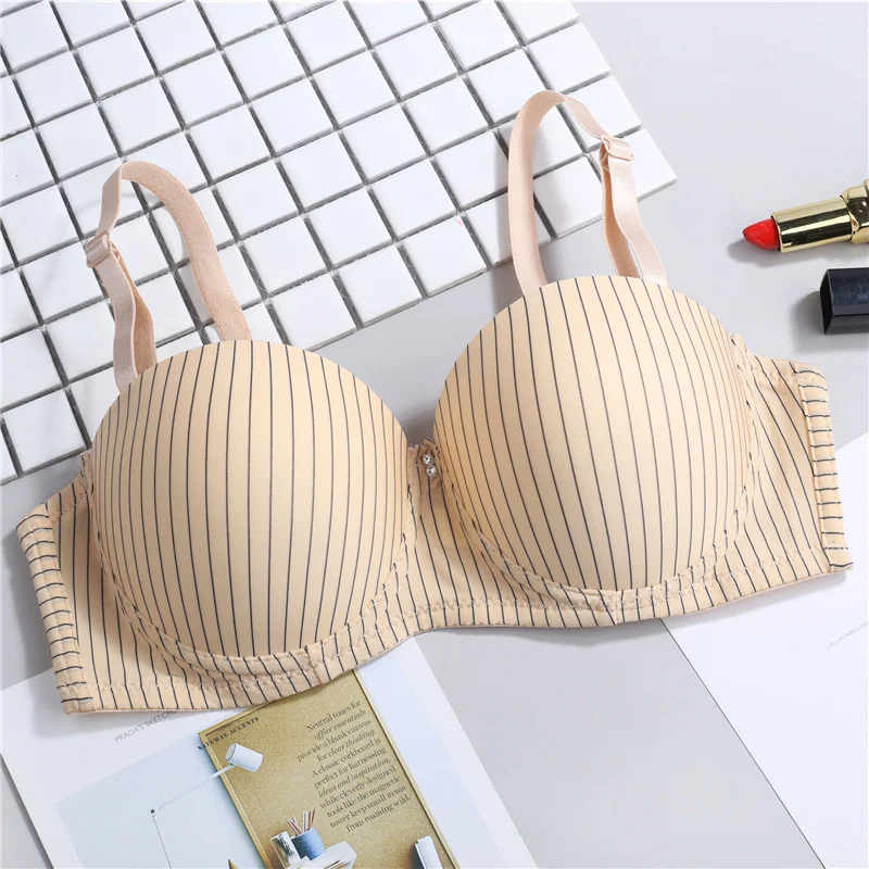 

Sexy Thin Cup Bra Simple Stripe Bra Women Sexy Bra Push Up Bra Gather Comfortable and Breathable Bra Brasieres Para Mujer