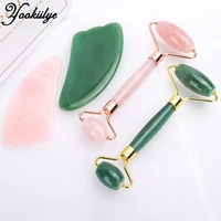 jade roller gua sha face slimming massager tighten skin natural facial massage face jade stone skin care tools set without box