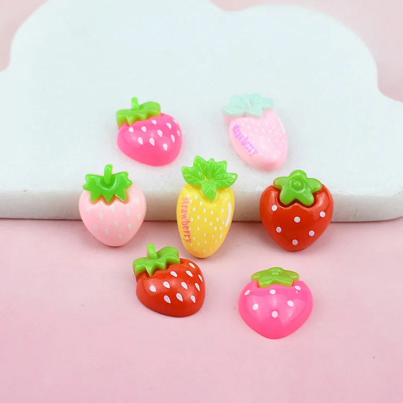

100 шт. Новая Милая Мини Фигурка клубники из смолы ремесла орнамент с плоской спинкой Изготовление ювелирных изделий Аксессуары для маникюра и волос