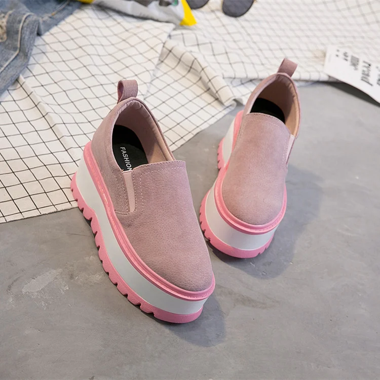 

Роскошная брендовая оригинальная новая стильная женская обувь в Корейском стиле, модель 2023 года, повседневная обувь из свиной кожи на высок...