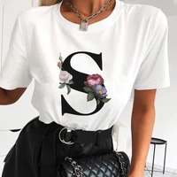 womens t shirt 26 english alphabet printing series short sleeved summer casual ladies o neck personality soft tee tops