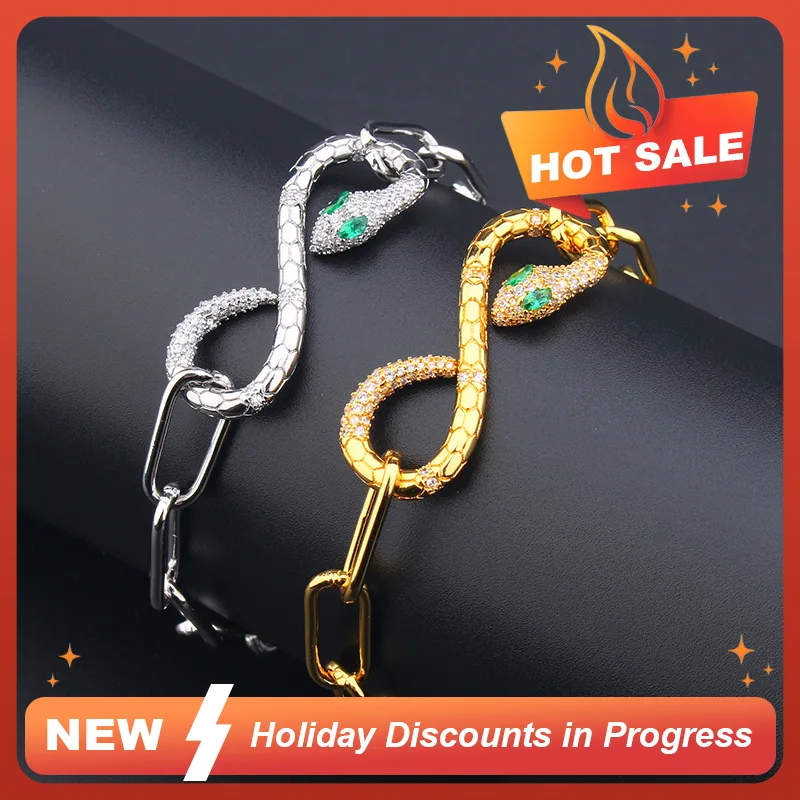 Новый винтажный плоский круглый браслет со змеей Бесконечность для женщин тренд