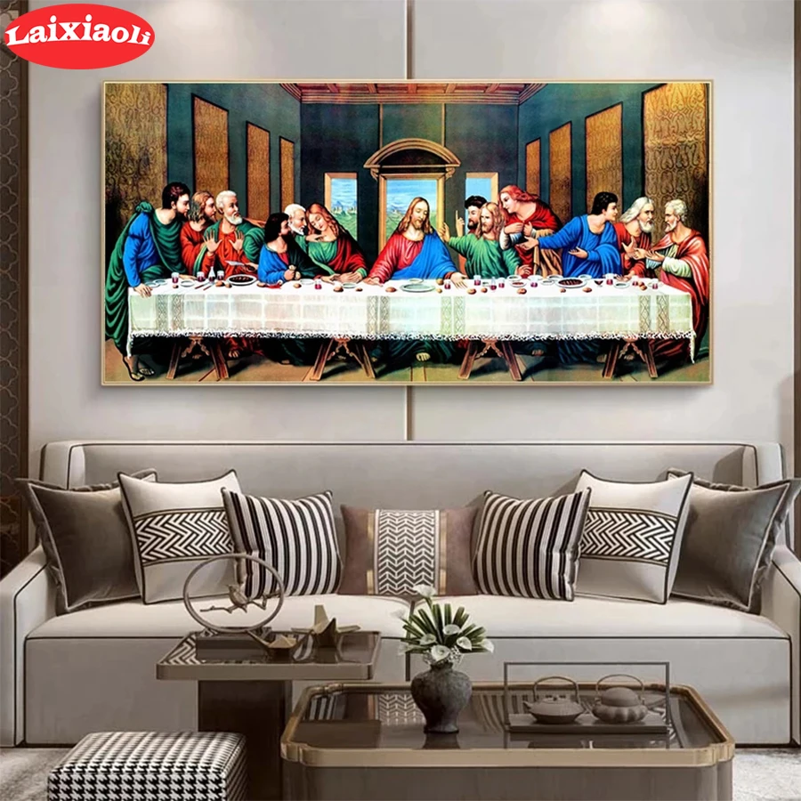 

5D круглая Алмазная вышивка, известное искусство, Последний Ужин Иисуса, алмазная живопись, полноразмерная мозаика, вышивка крестиком, подарок ручной работы