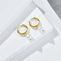 fashion minimalist natural pearls dangle earrings korea simple elegant metal earrings for women jewelry gift