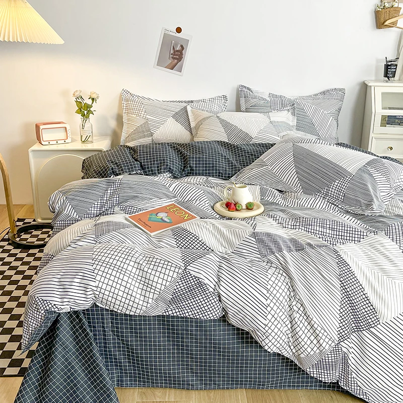 

Geometry Quilt Cover Set Spot Black And White Duvet Cover Flat Sheet Twin Queen King Size 200x230cm Bed Linen Home Textile