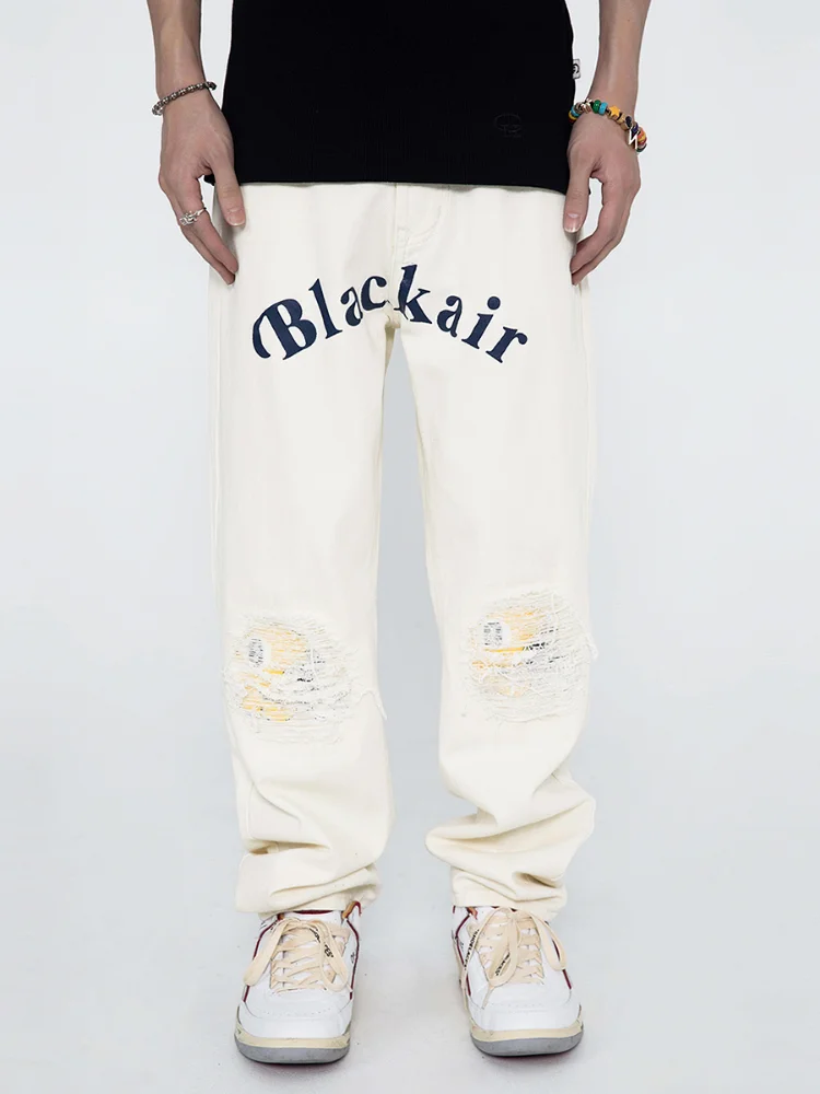 Four Seasons Wear Men's Pants y2k Jeans High Street Trend Letters Hip Hop Print Korean Slim Jeans Streetwear Ins Hot Sale Denim