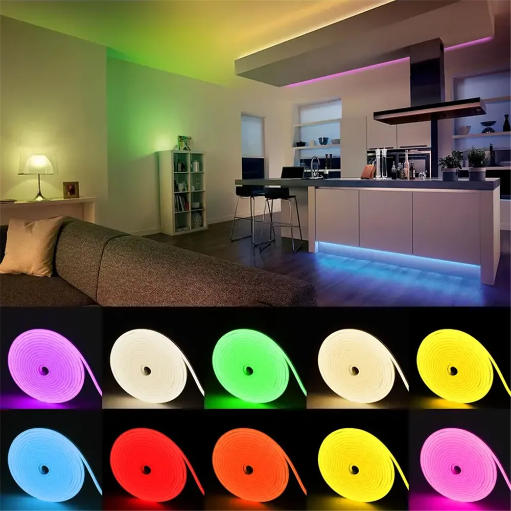 Неоновая светодиодная лента 12 В гибкая веревочная лампа 16 4 фута/5 м силиконовая