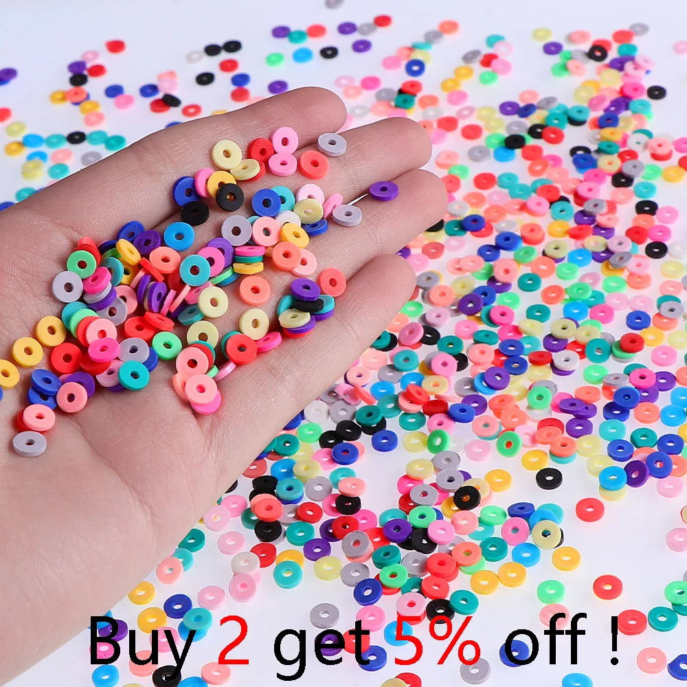 

300 Pcs 6mm Flat Round Polymer Clay Bead Plate Loose Washers Handmade Beads DIY Jewelry Making Necklace Bracelet Accessories Set