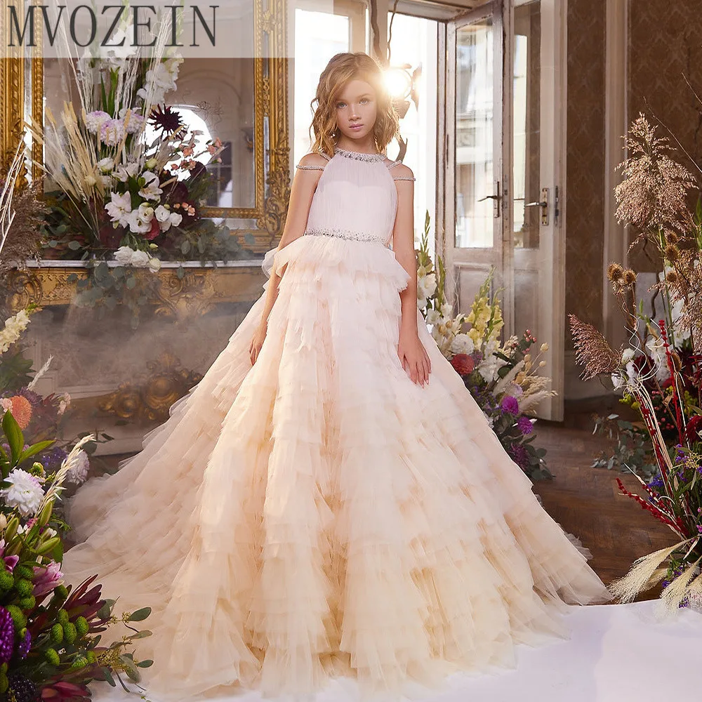 

Mvozein Puffy Flower Girl Dresses Off The Shoulder Princess Cascading Kids Pageant Gowns For WeddingsChristmas Clothes Princess