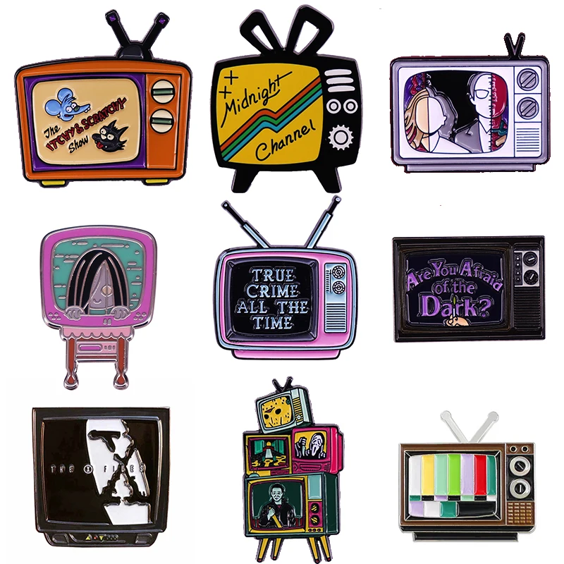 

Vintage TV Brooch Horror Movie Badge Enamel Pin Lapel Pins Badge Hats Clothes Backpack Decoration Jewelry Accessories